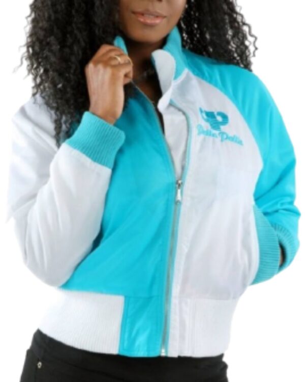 PellePelle Seagull White & Turquoise Women's Varsity Jacket