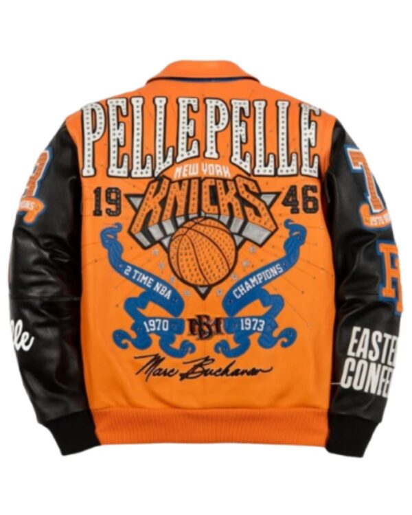 PellePelle "New York Knicks Tribute" Orange & Black Bomber Jacket