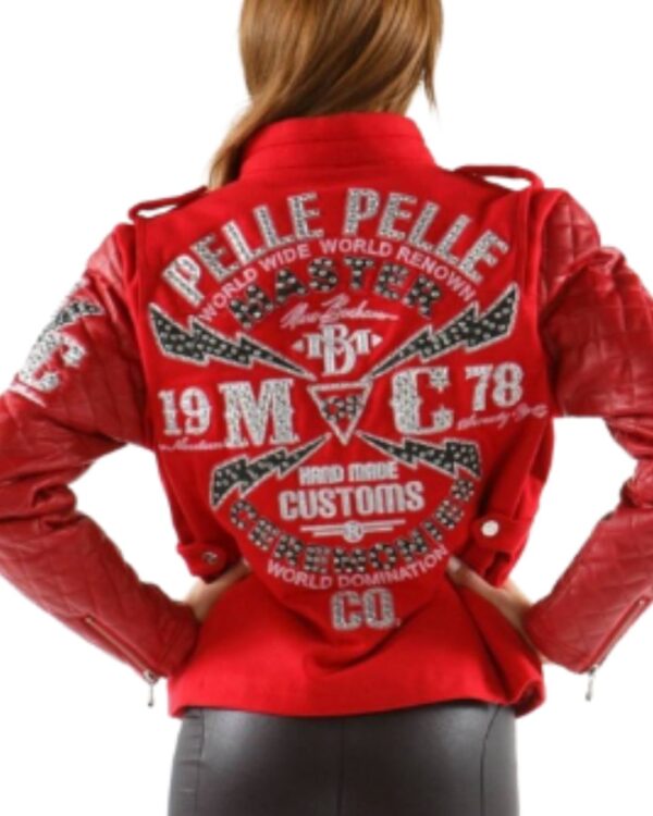 PellePelle Red Quilted Biker Leather Jacket