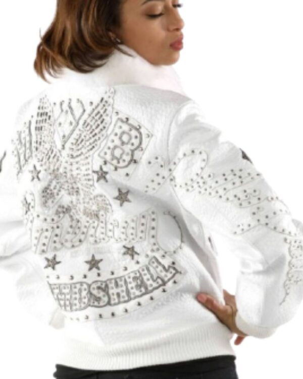 PellePelle "Bombshell" White Fur Collar Bomber Jacket