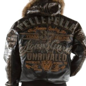 PellePelle Avant Garde Black and Brown Bomber Jacket with Fur Hood