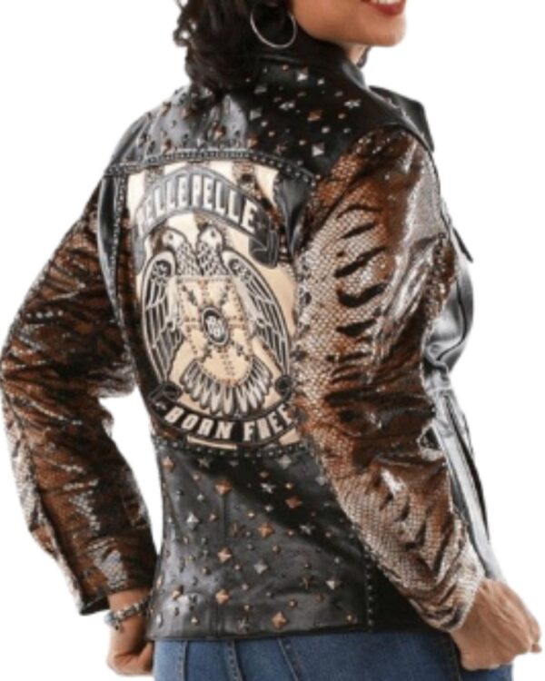 PellePelle Born Free Black and Brown Women's Biker Jacket