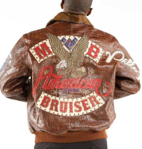 PellePelle American Bruiser Brown Leather Bomber Jacket with Fur