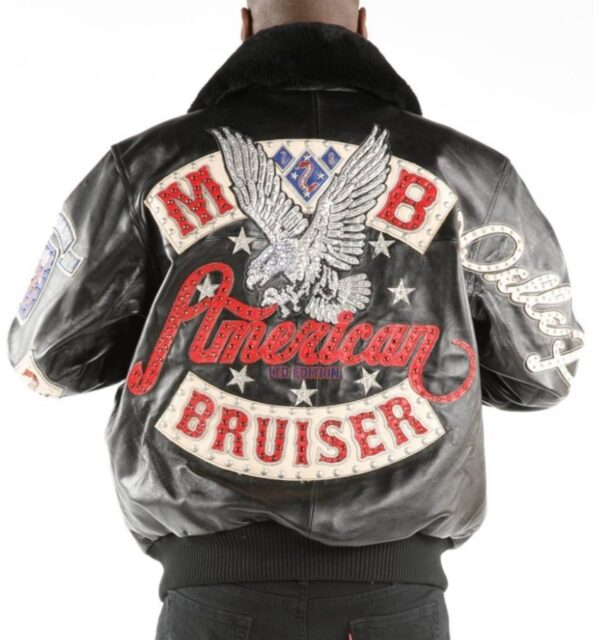 PellePelle American Bruiser Black Bomber Jacket with Fur