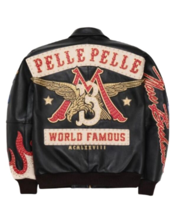 PellePelle World Famous Flame Patch Black Bomber Jacket