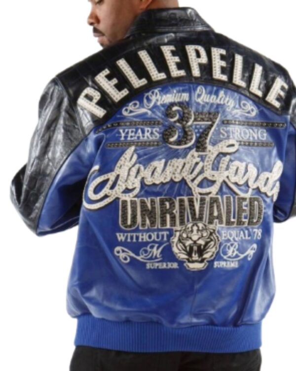 PellePelle "Avant Garde 37 Unrivaled" Blue and Black Bomber Jacket