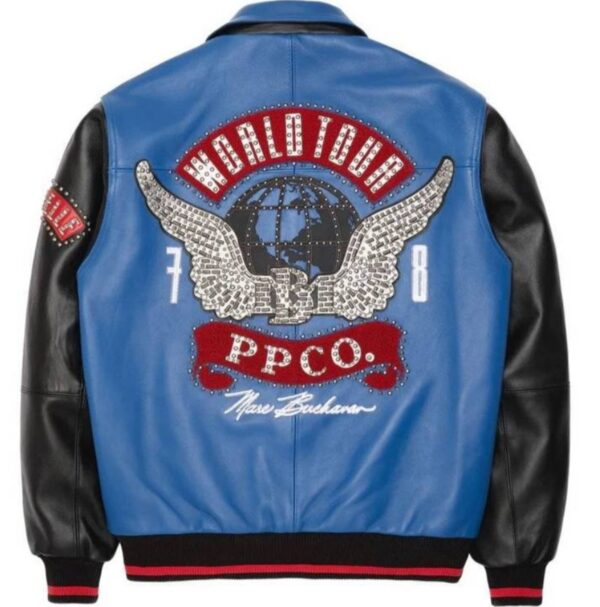 PellePelle "World Tour PPCO" Blue and Black Bomber Jacket