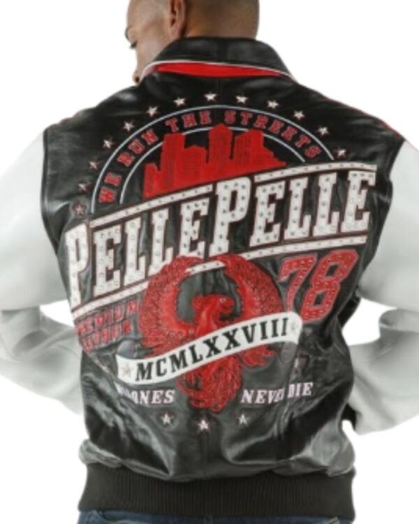 PellePelle "We Run The Streets" Black and White Bomber Jacket