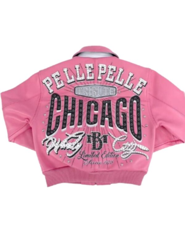 PellePelle "Tribute Chicago Windy City" Pink Bomber Jacket